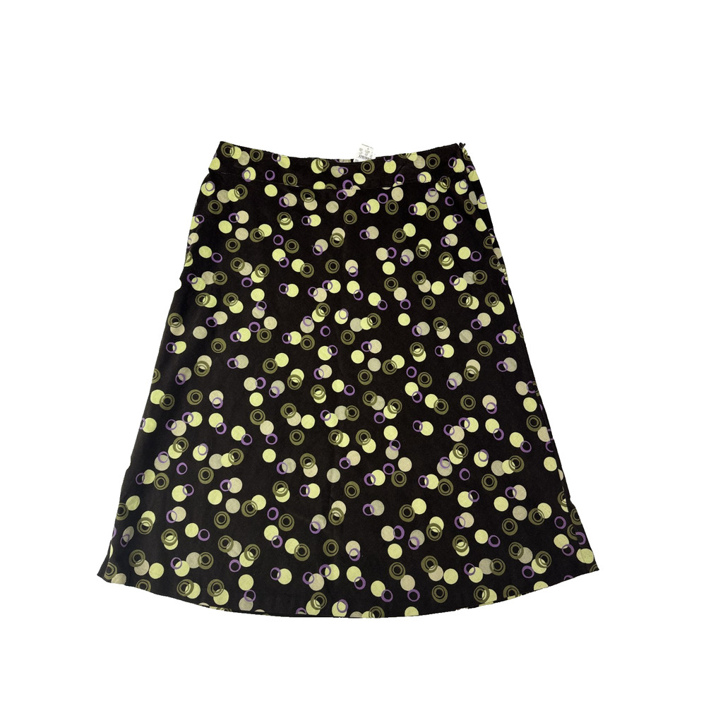 Y2K Christopher & Banks Corduroy Skirt Women's Size 14 Brown Polka Dot Winter